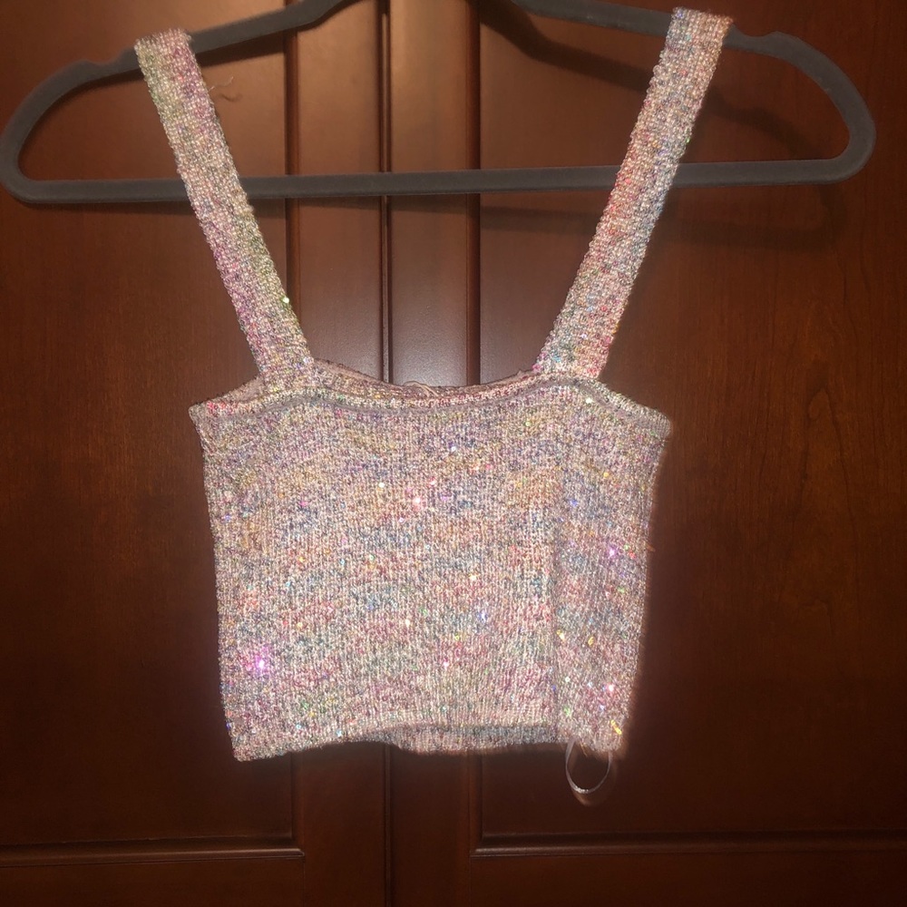NWT Sequin Knit Crop Top